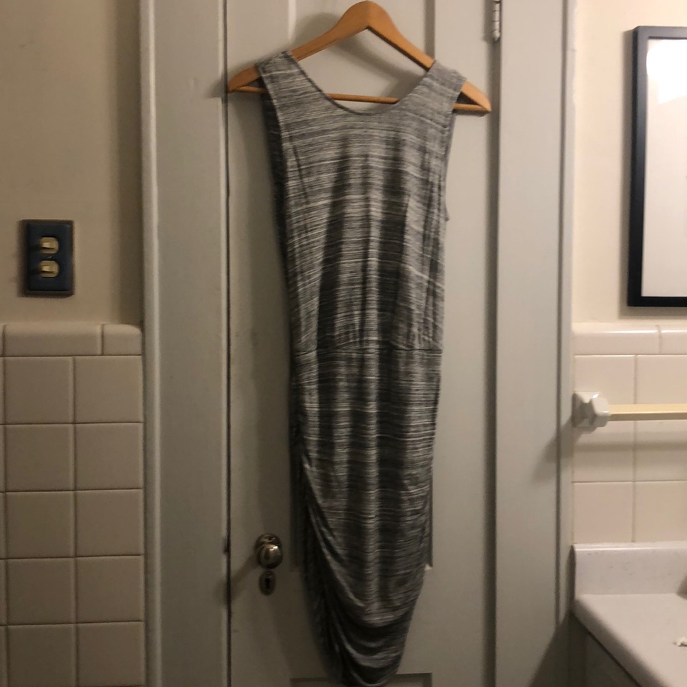 Grey and white open back dress